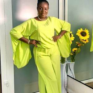 Green Chiffon two piece set