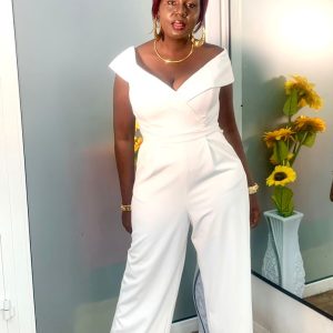 White Off-Shoulder Jumpsuit