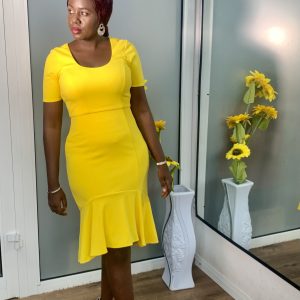 Yellow Body Con Dress